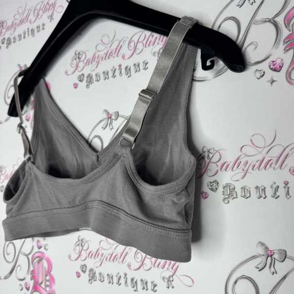 Calvin Klein bra bralette sports bra grey white logo band stretchy soft comfy - Picture 5 of 8